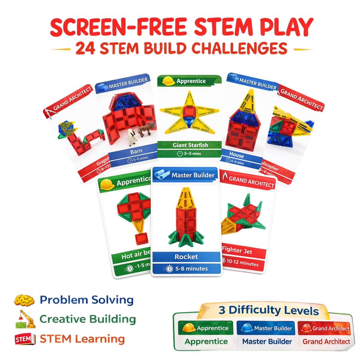 Kangatots screen-free STEM play with 24 challenge card designs