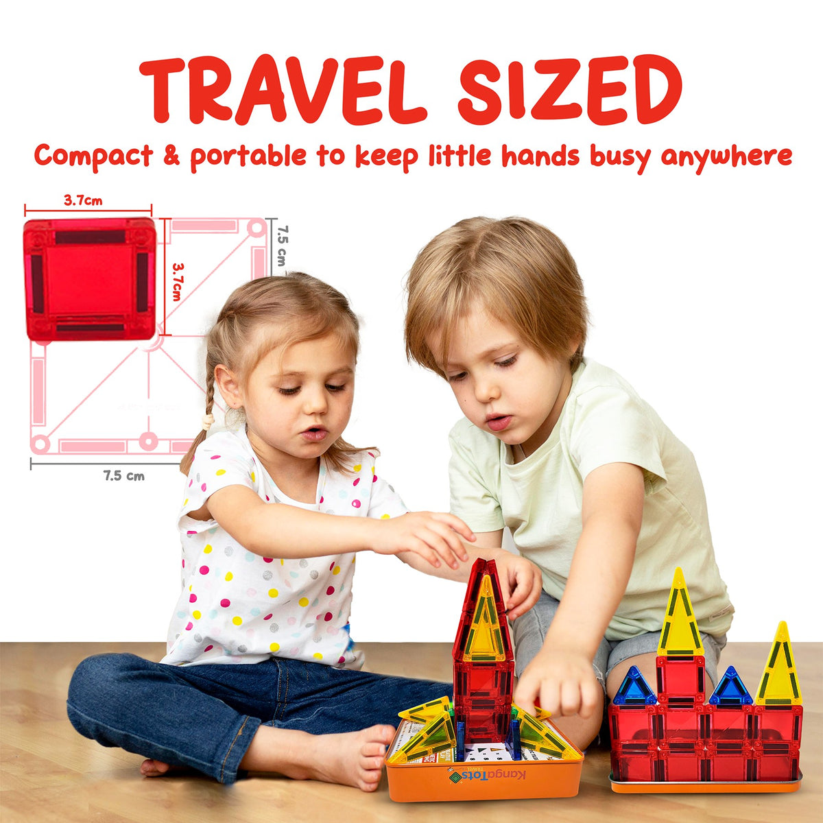 Kangatots mini magnetic tiles for portable screen-free play
